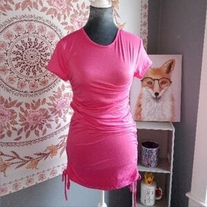 Hot Pink Cinched Dress Womens Size Medium New With Tags